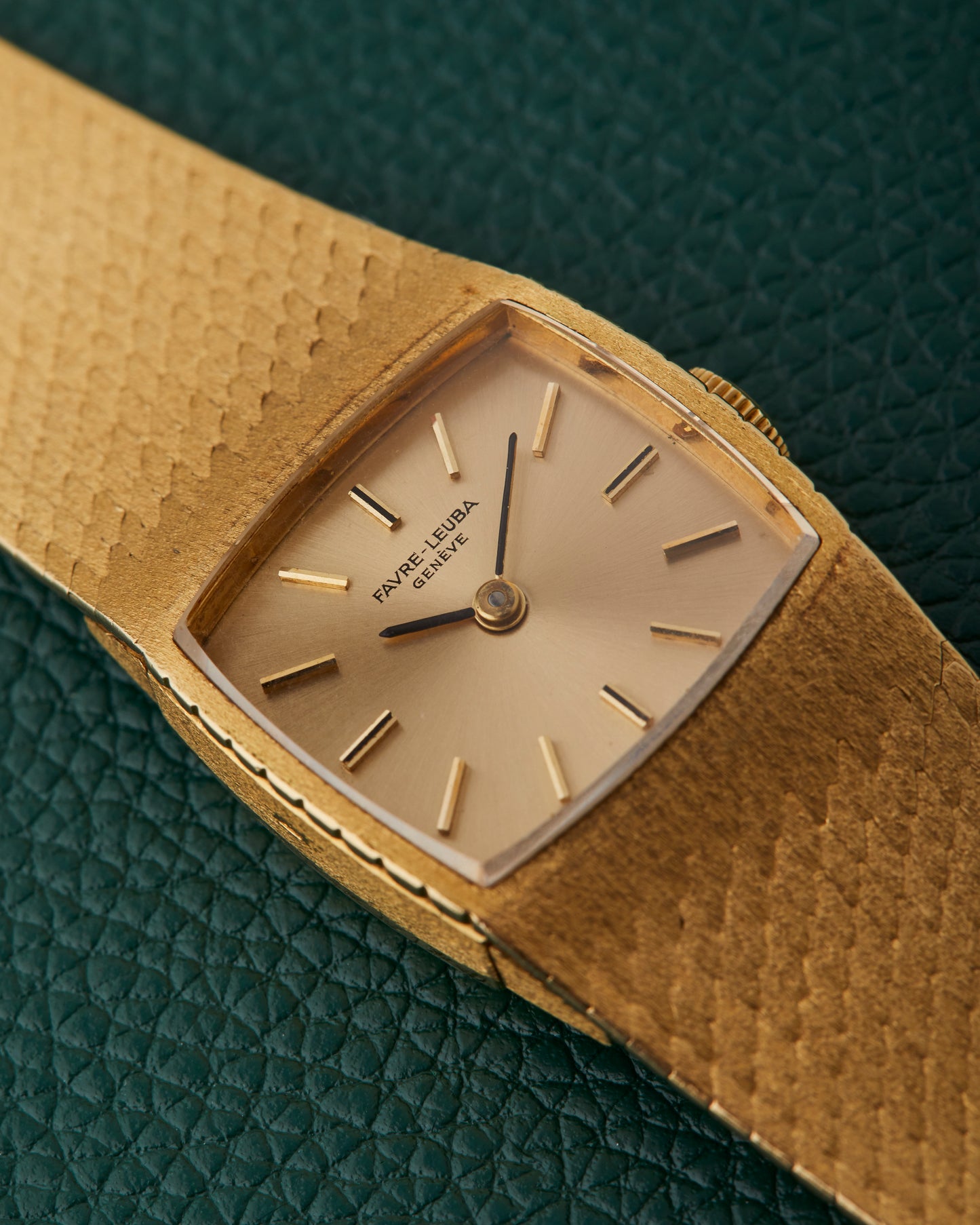 Favre-Leuba 18k Yellow Gold Integrated Bracelet Watch With Box