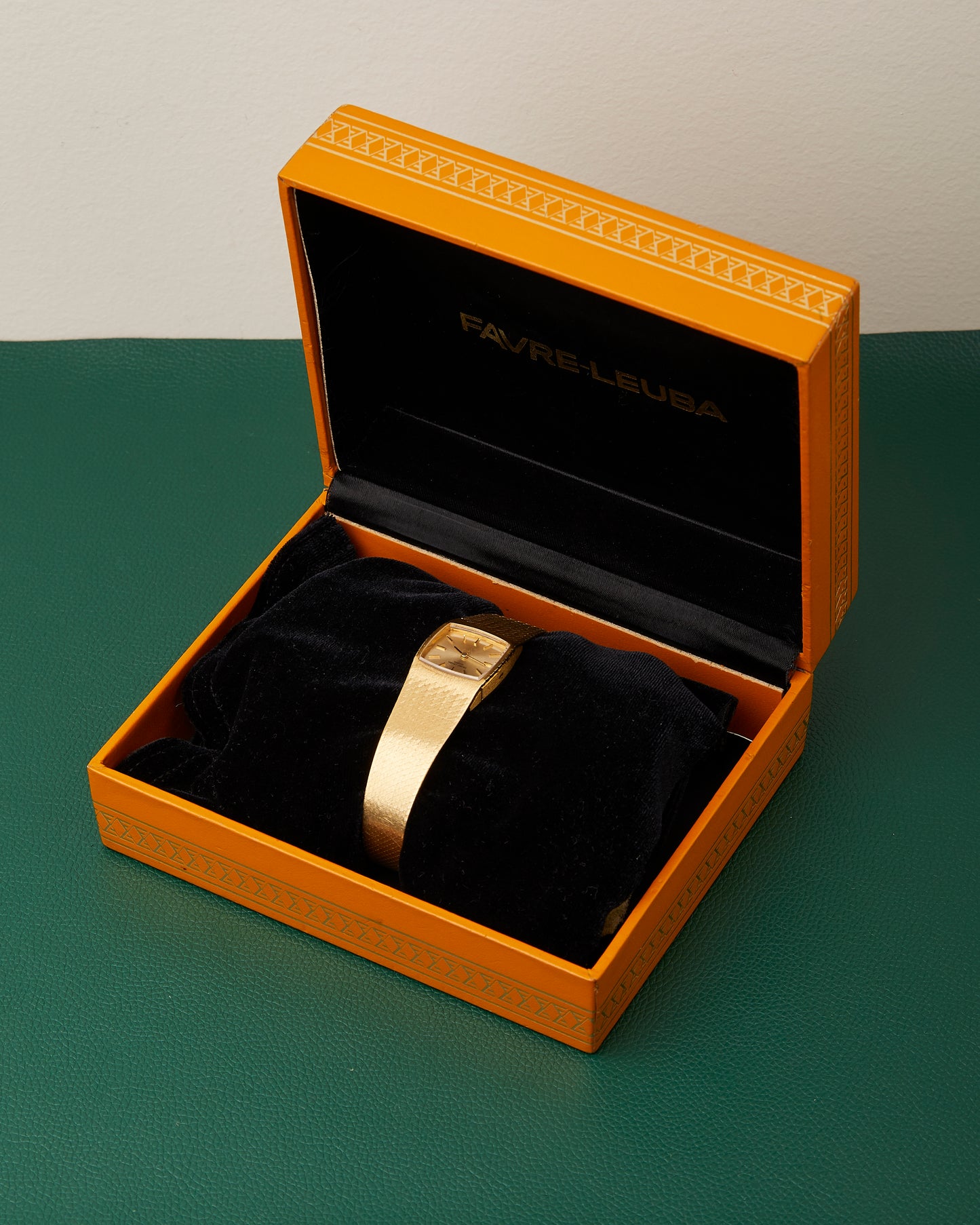 Favre-Leuba 18k Yellow Gold Integrated Bracelet Watch With Box